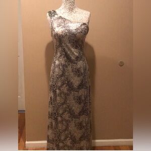 long sequin and beaded gown